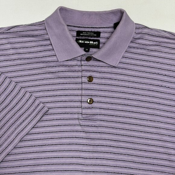Men’s M Lavender Striped Golf Polo Shirt Mercerized Cotton Performance - Picture 2 of 7